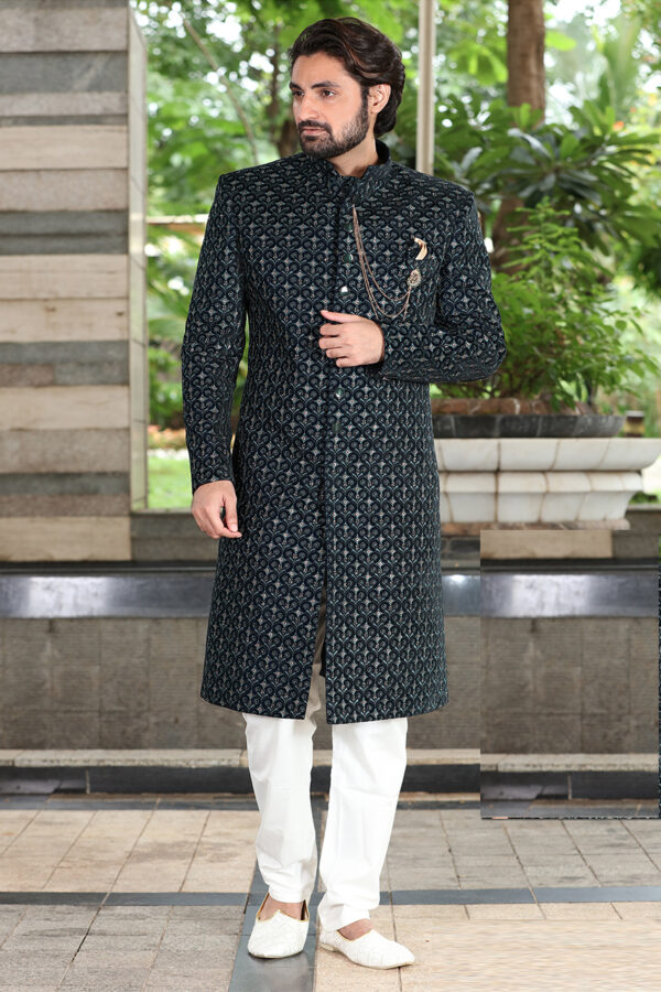 Dark green sherwani